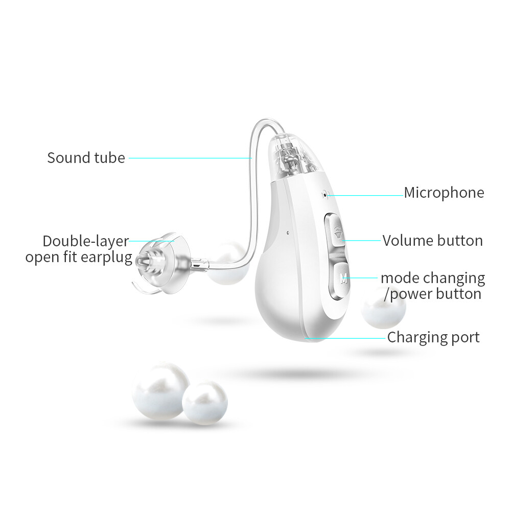 JINGHAO Hearing Aid Hearing Loss Rechargeable BTE Ear Aids Open Fits Earplugs US