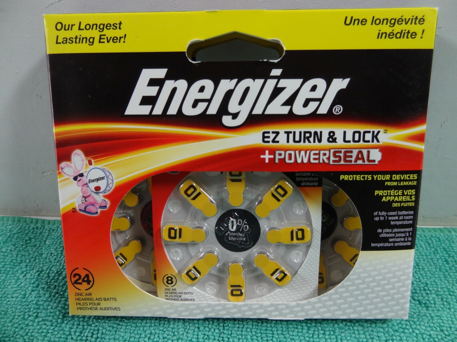 NEW Energizer EZ Turn & Lock Size 10 Hearing Aid Batteries, 24-Pack Exp-10/2020