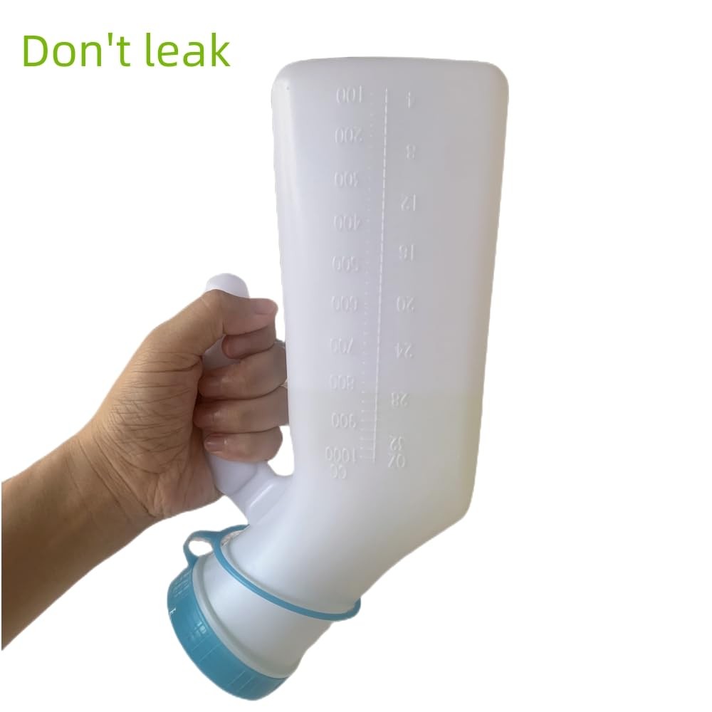 Thick Firm Male Urinal,Urine Bottle with Lid 32oz./1000mL Pack of 2 (Blue Scr…