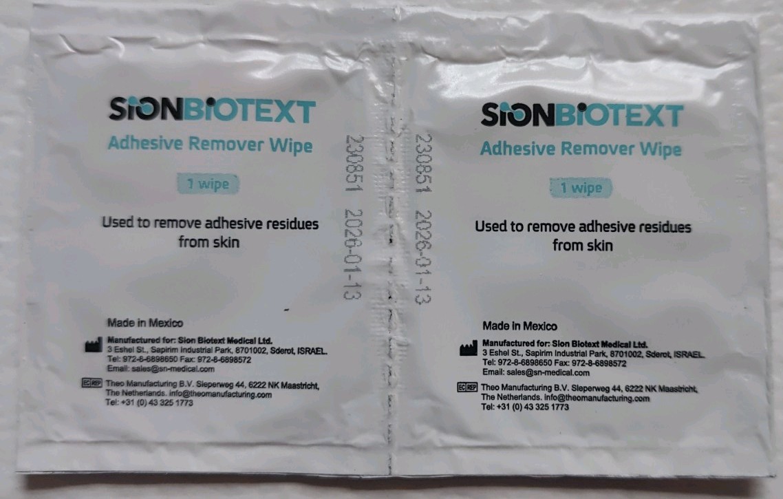 SionBioText 423780 Adhesive Remover Wipes 50 Count, Exp 2026