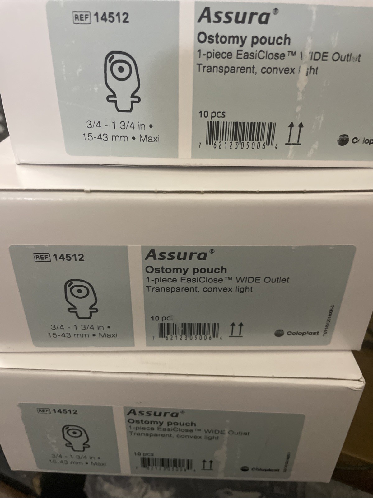 COLOPLAST ASSURA OSTOMY POUCH LOT OF 3 Box *NEW* 1-PIECE EASICLOSE WIDE OUTLET