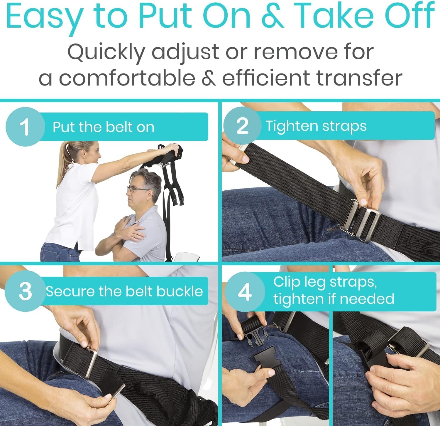 Transfer Belt with Leg Loops – Medical Nursing Safety Gait Assist Device – Ba…