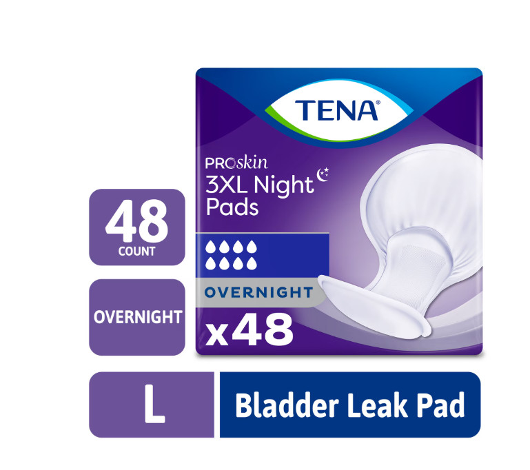 TENA ProSkin 3XL Overnight Incontinence Pads 48 Ct Men Women Maximum Coverage