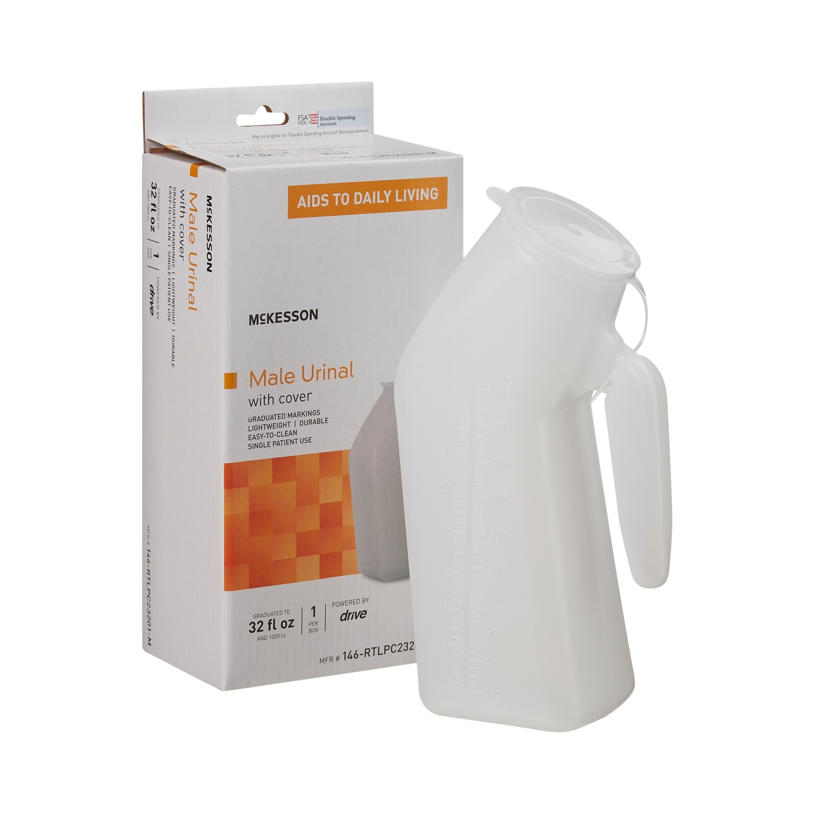 McKesson Male Urinal 32 oz. / 946 mL White 6 Ct