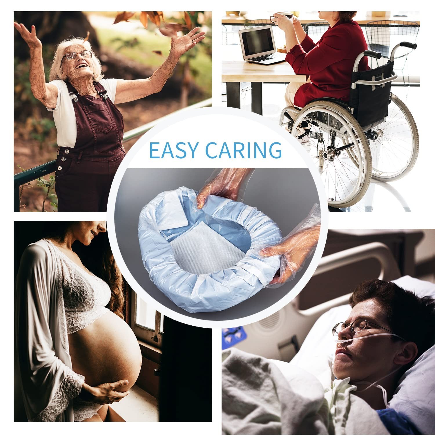 Extra Large Bedpan Set with 30 Absorbent Pads & Disposable Liners for Elderly Ca