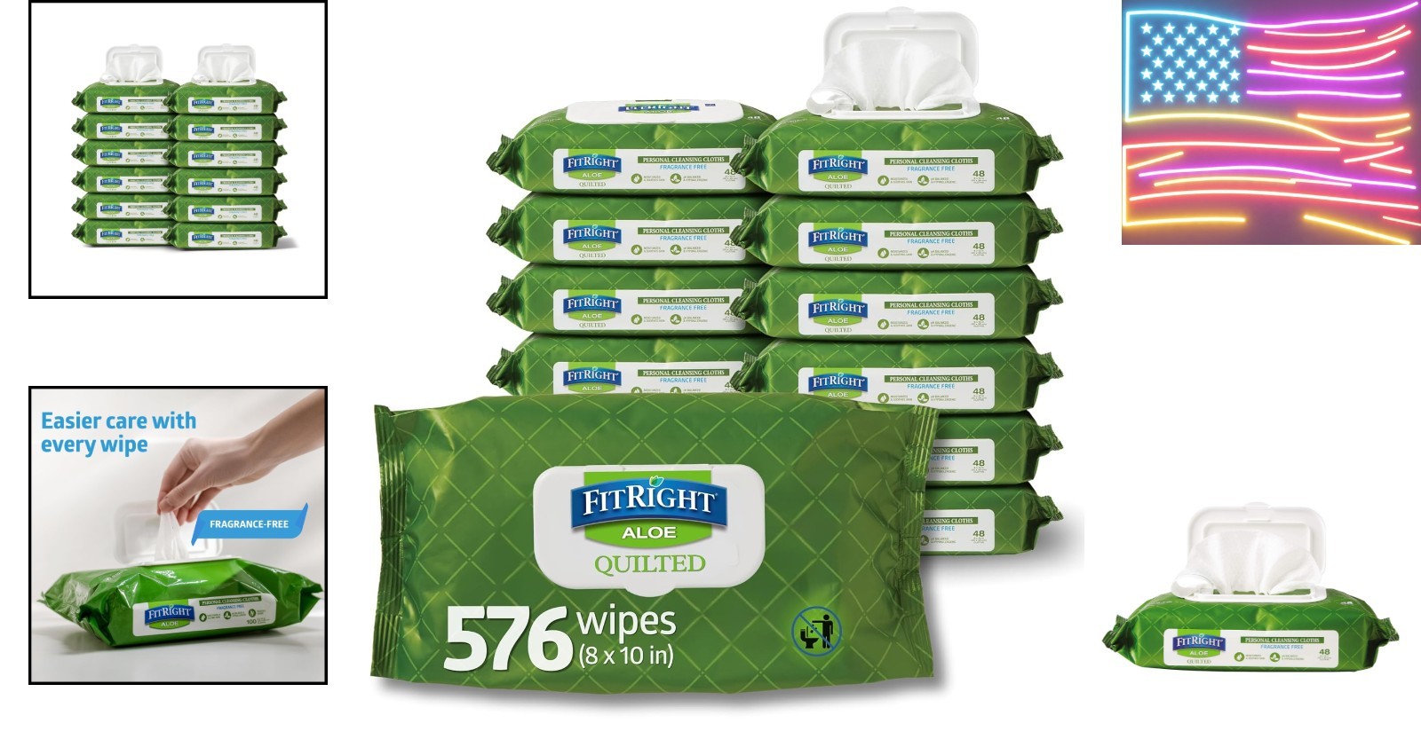 FitRight Aloe Cleansing Wipes Unscented