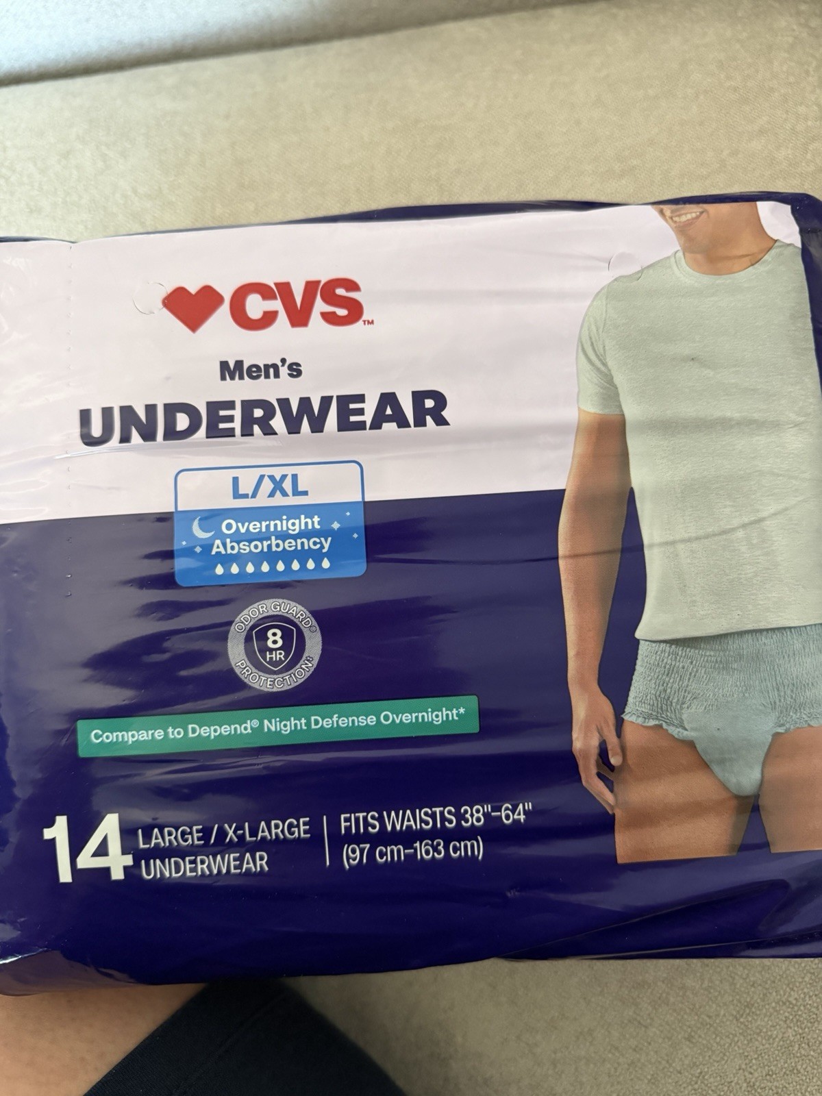 CVS Health Mens Underwear Maximum Absorbency L/XL Size Fits 38″ To 64″