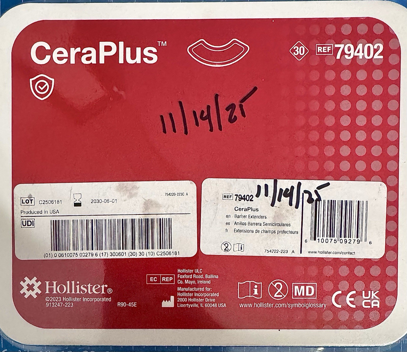 CeraPlus Hollister Ostomy Barrier Extenders 79402, QTY: 30 Pcs., Exp. 6-1-2030