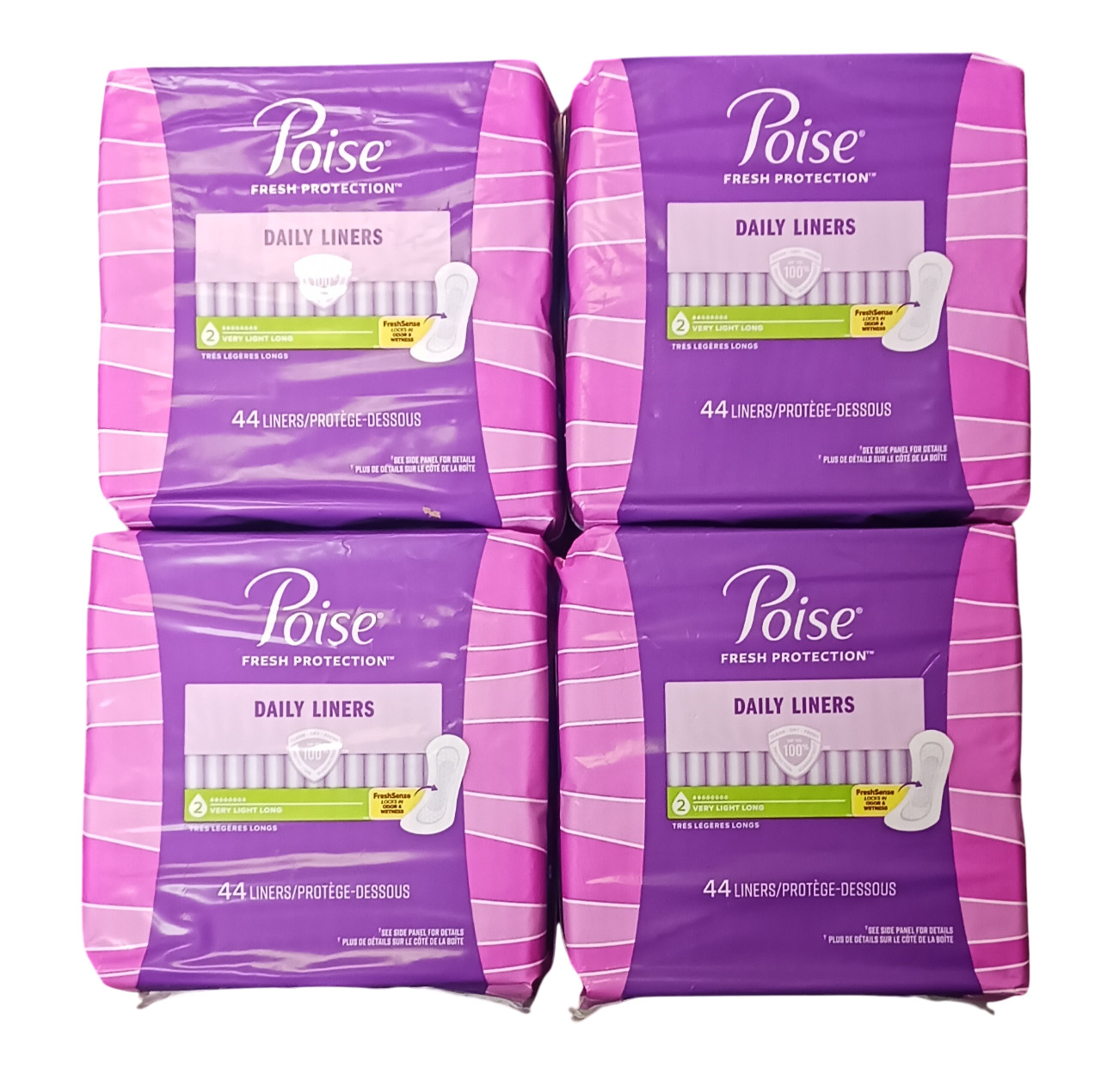 4-Poise Liners Light Bladder Leakage Long Length Very Light Absorbency 44 Count