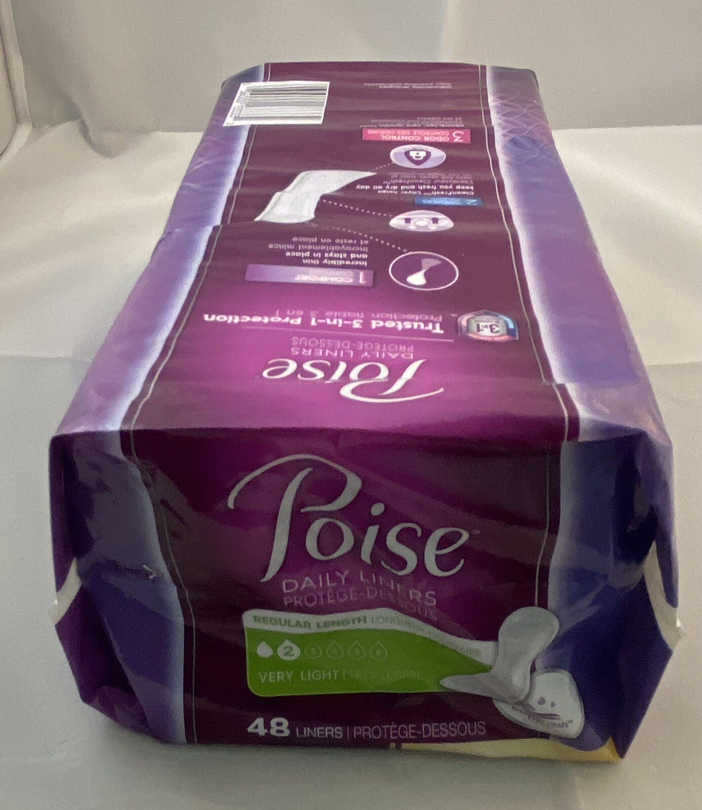 2x Poise Daily Liners Regular Length Very Light (#2) Absorbency (48 Liners)