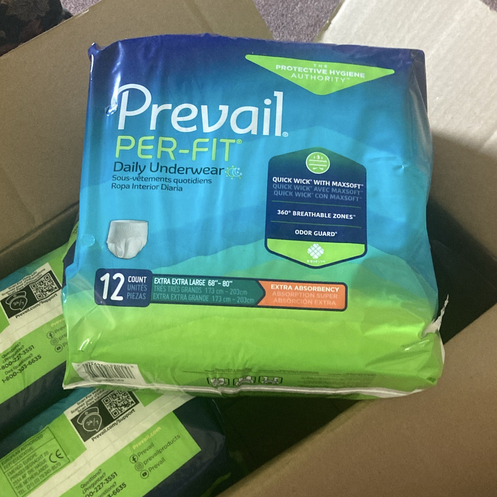 Prevail Per-Fit PF-517 Underwear XXL Extra Absorbency 12 Ct Latex-Free.