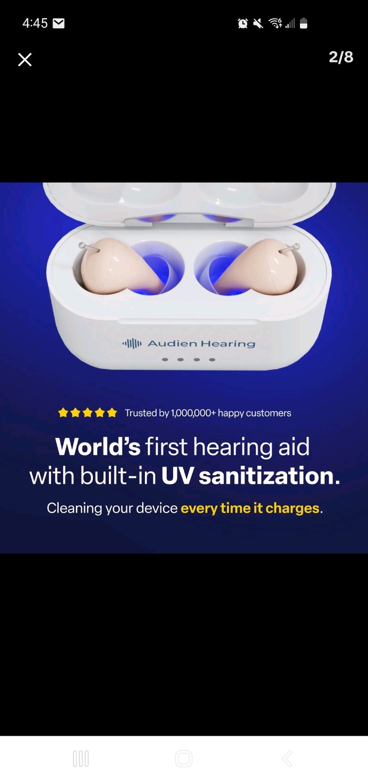 Audien Hearing ATOM PRO 2 Wireless Rechargeable OTC Hearing Aids New Open Box