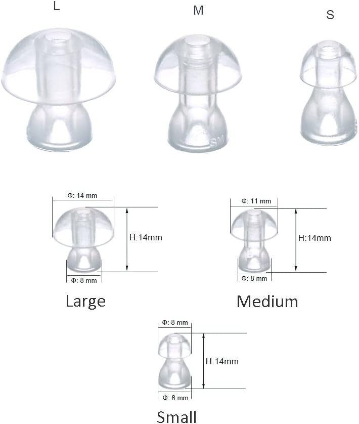 Clear Silicone Earplug Domes for Hearing Aids – 6 Replacement Tips Included