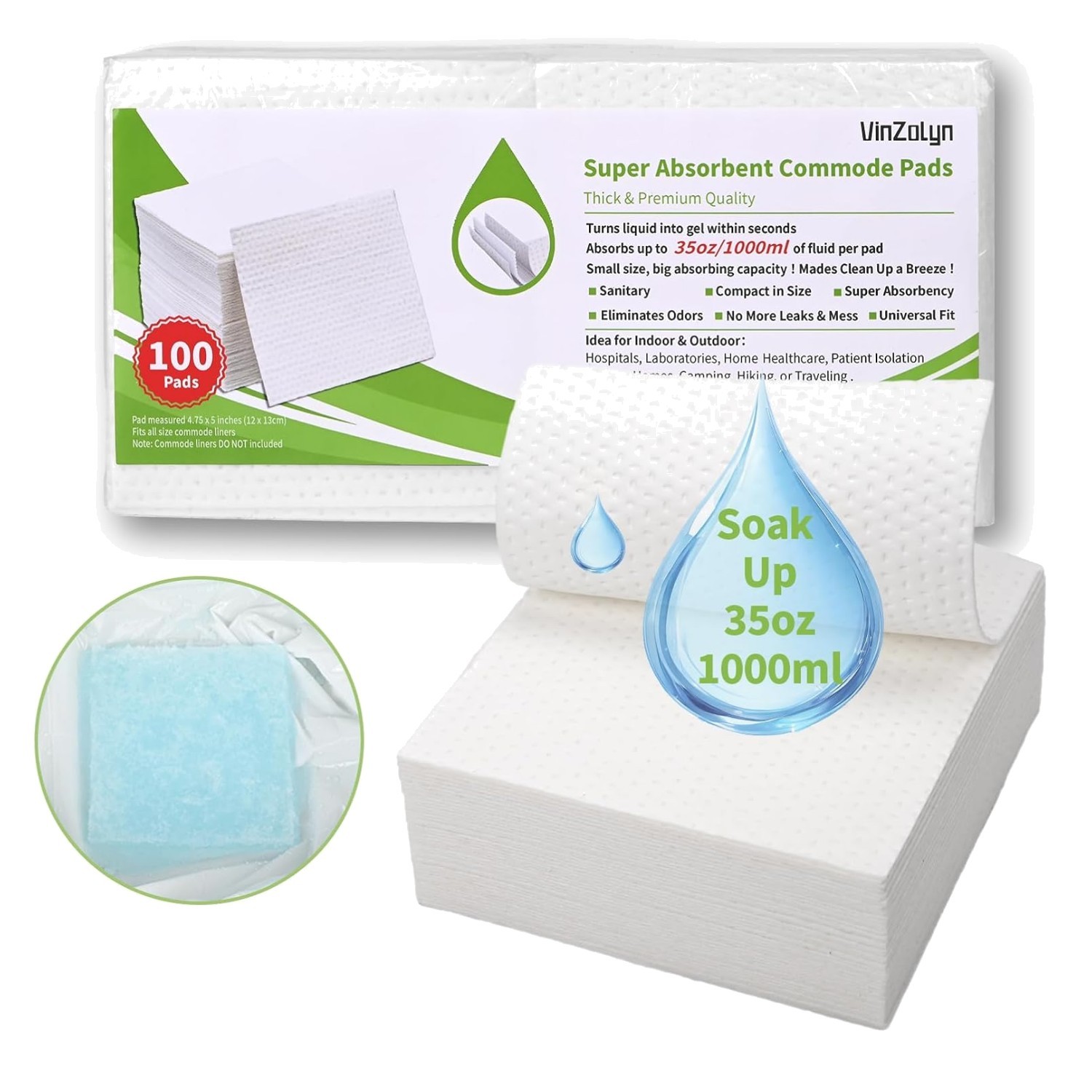 100 Disposable Commode Pads – Leak-Proof Hygiene Solution for Bedside Use