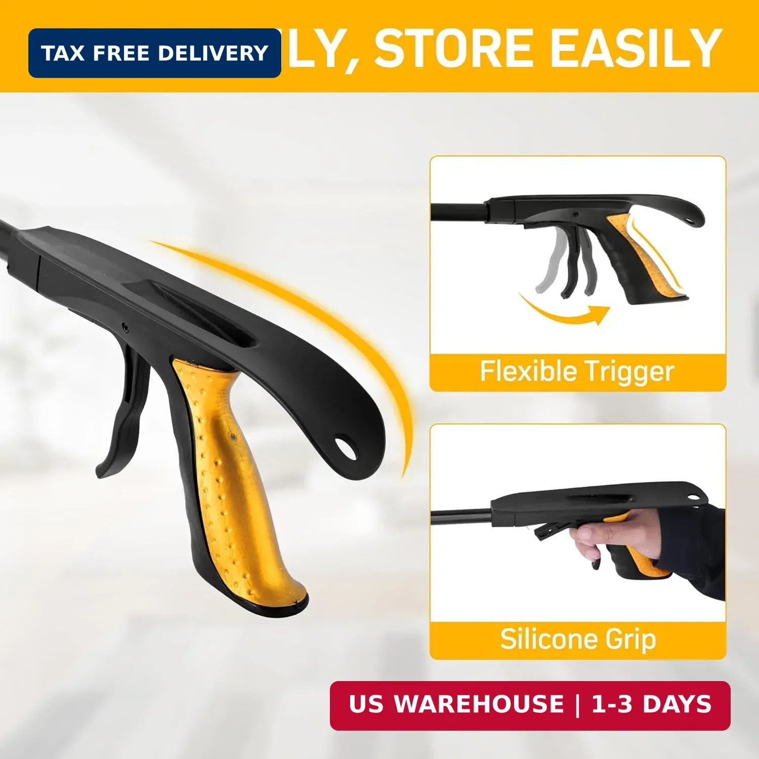 32 inch GrabRunner Folding Reacher Grabber Tool with Shoehorn,360° Rotating Head