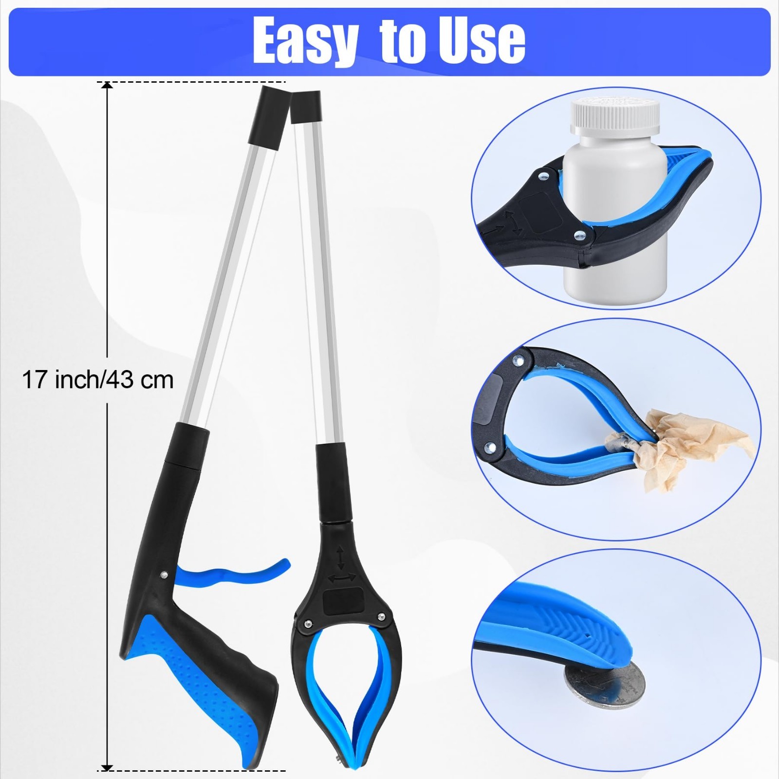 6 Pack 32″ Heavy Duty Trash Grabber Tool – Foldable Reacher with Ergonomic Handl