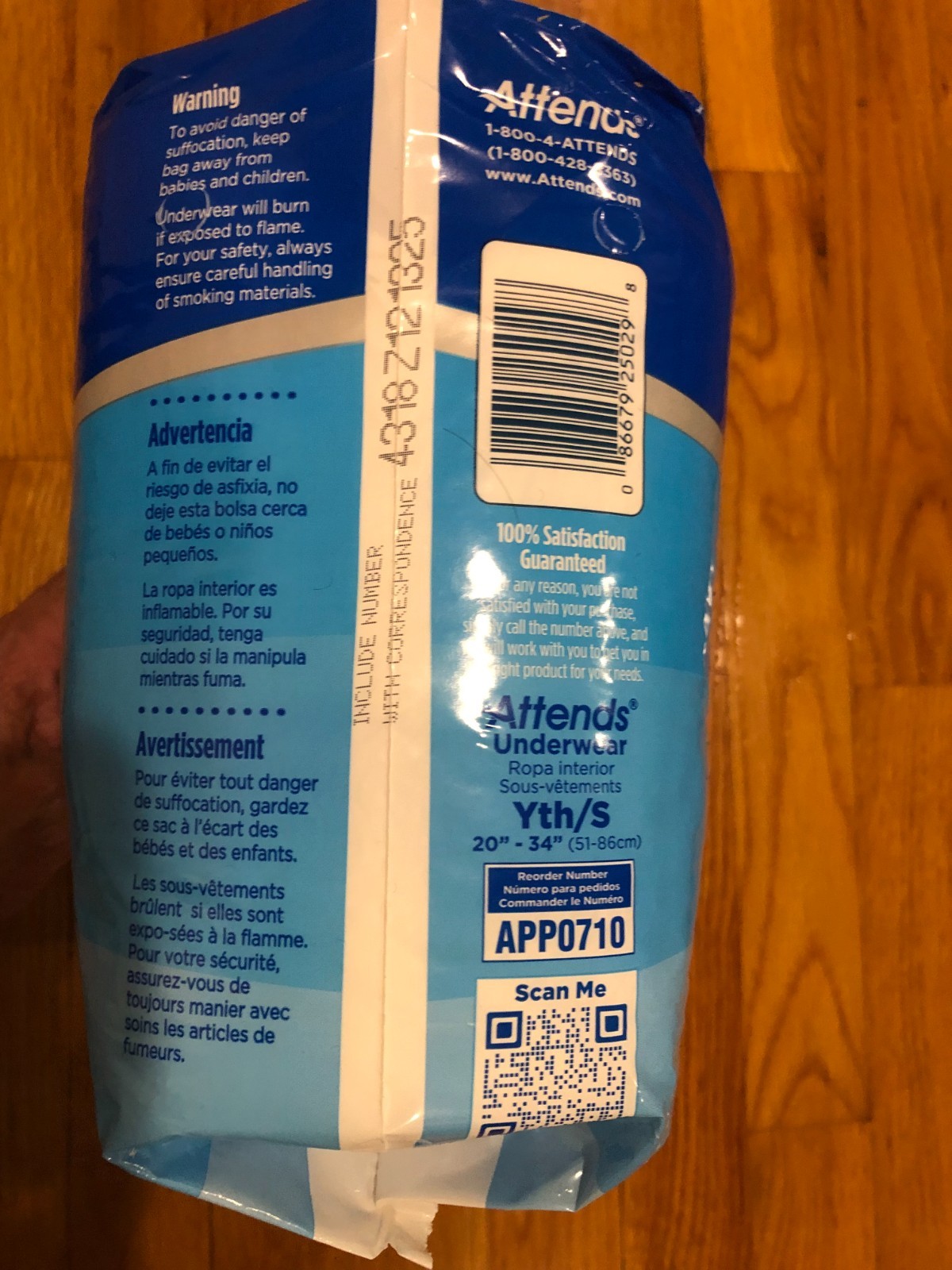 Attends Underwear Youth Small 20”-34” Ultimate Absorbency Unisex, 20 Count