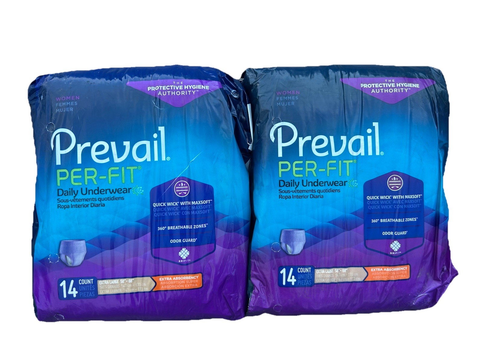 2 PACK Prevail XL/58″-68″ Women’s Daily Extra Absorbency Underwear (28 Total)
