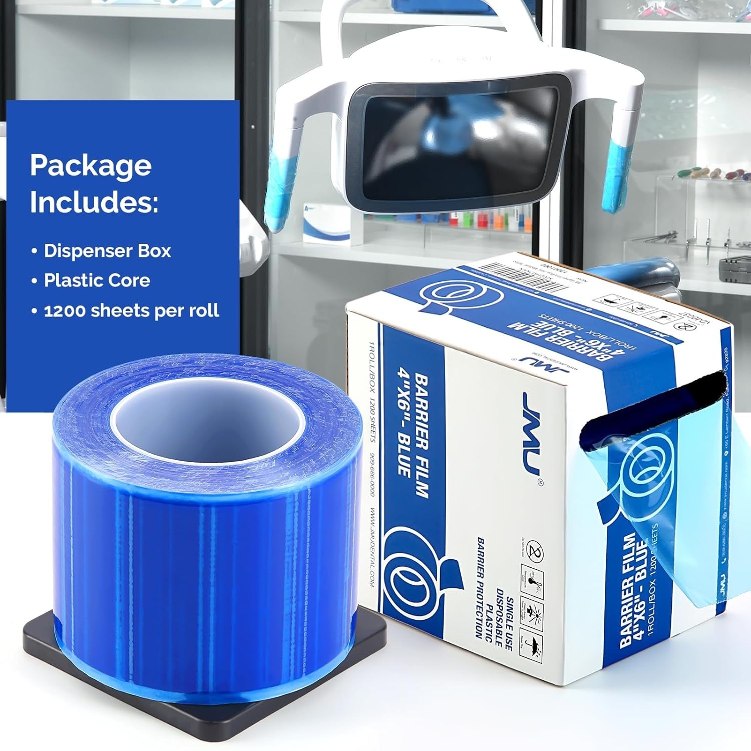 Blue Barrier Film Roll – 1200 Sheets 4″x6″ Self-Adhesive for Tattoo & Dental Use