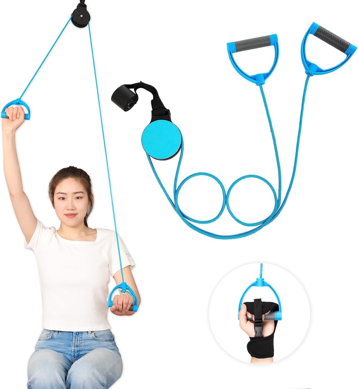 Shoulder Pulley for Physical Therapy,Over the Door Rehab blue