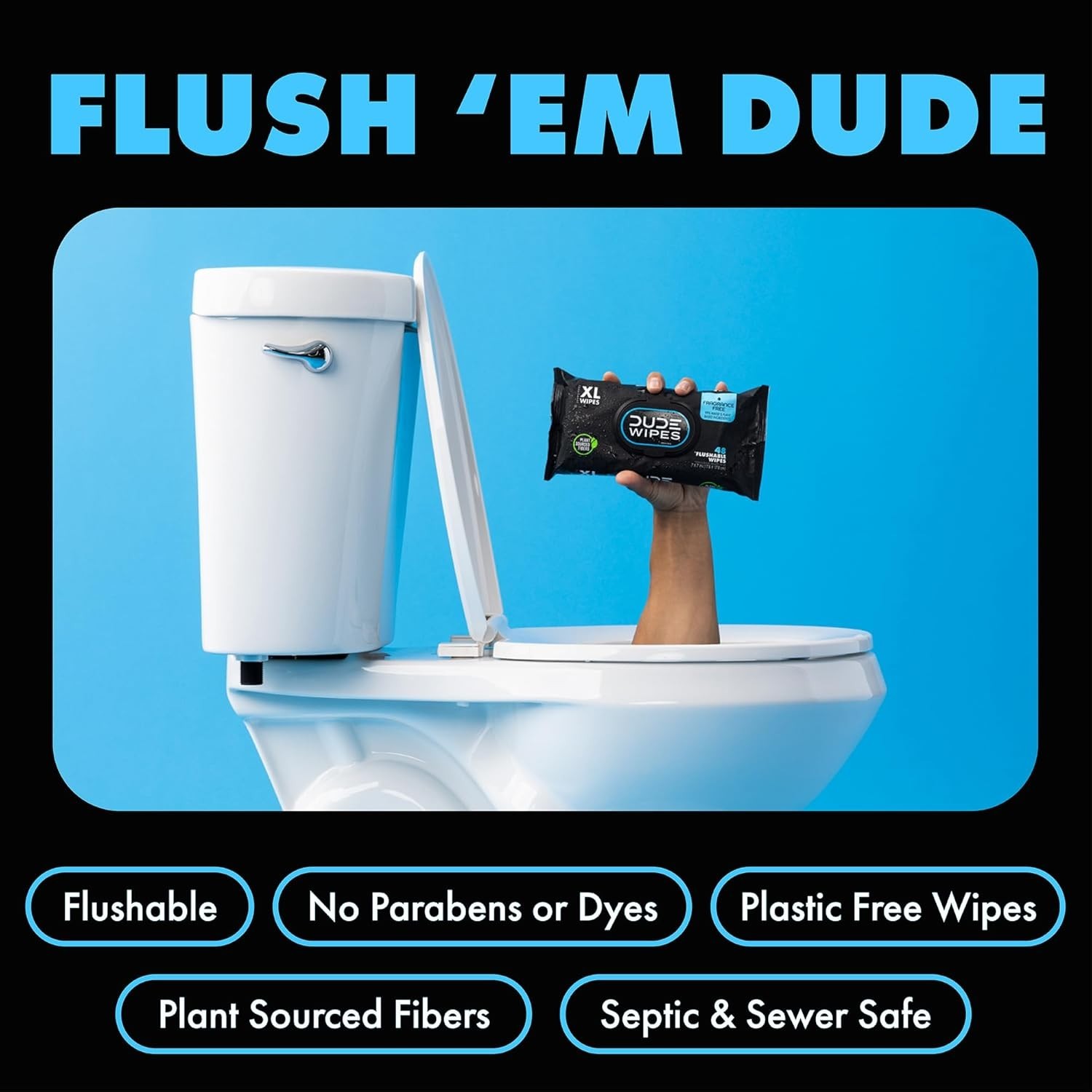 Dude Wipes Herbal Relief 48 Flushable Extra Large Wipes