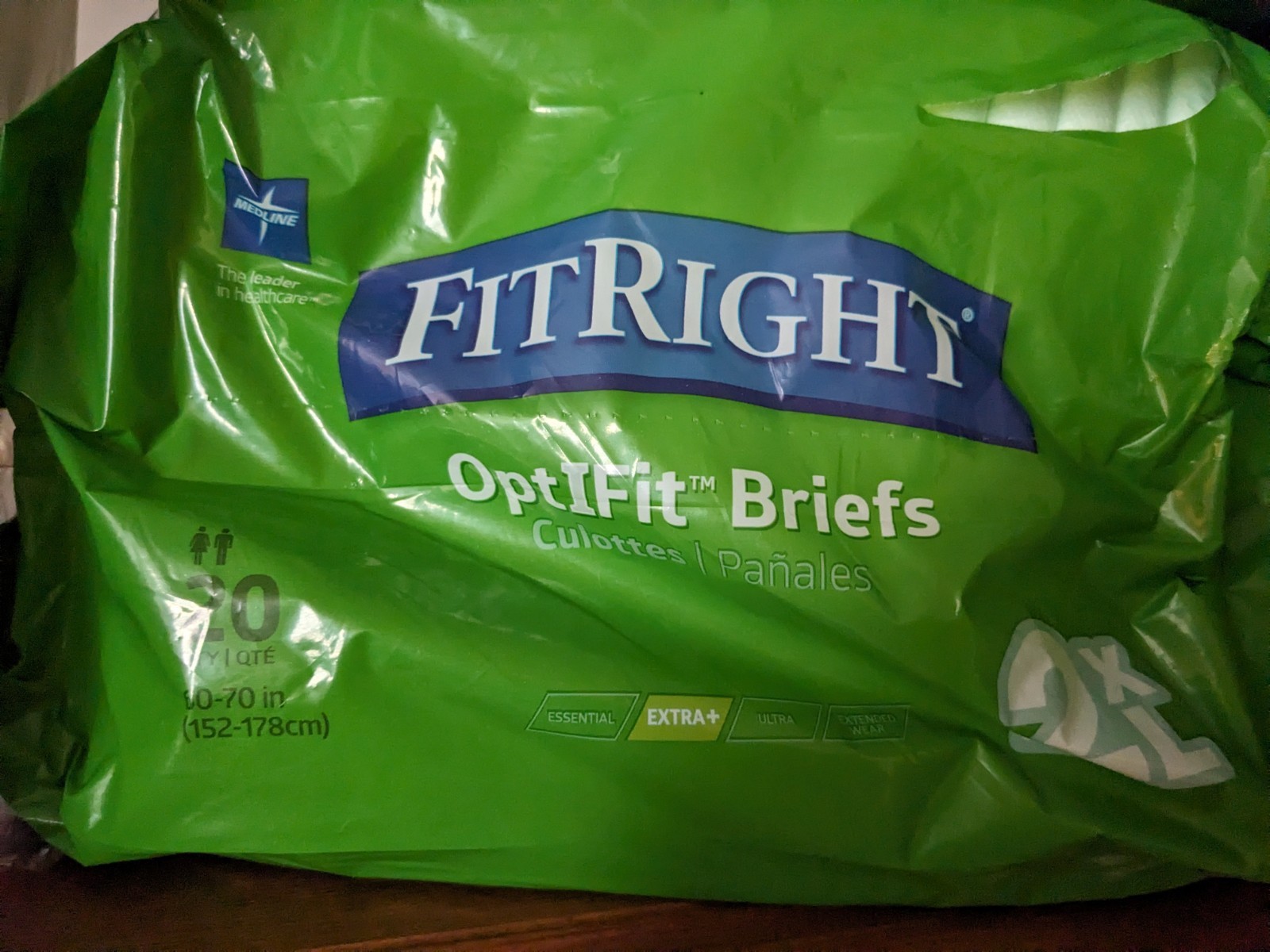 FitRight Adult Incontinence Briefs Tabs 2XL XXL 60-70″ 20 Count New Open Bag