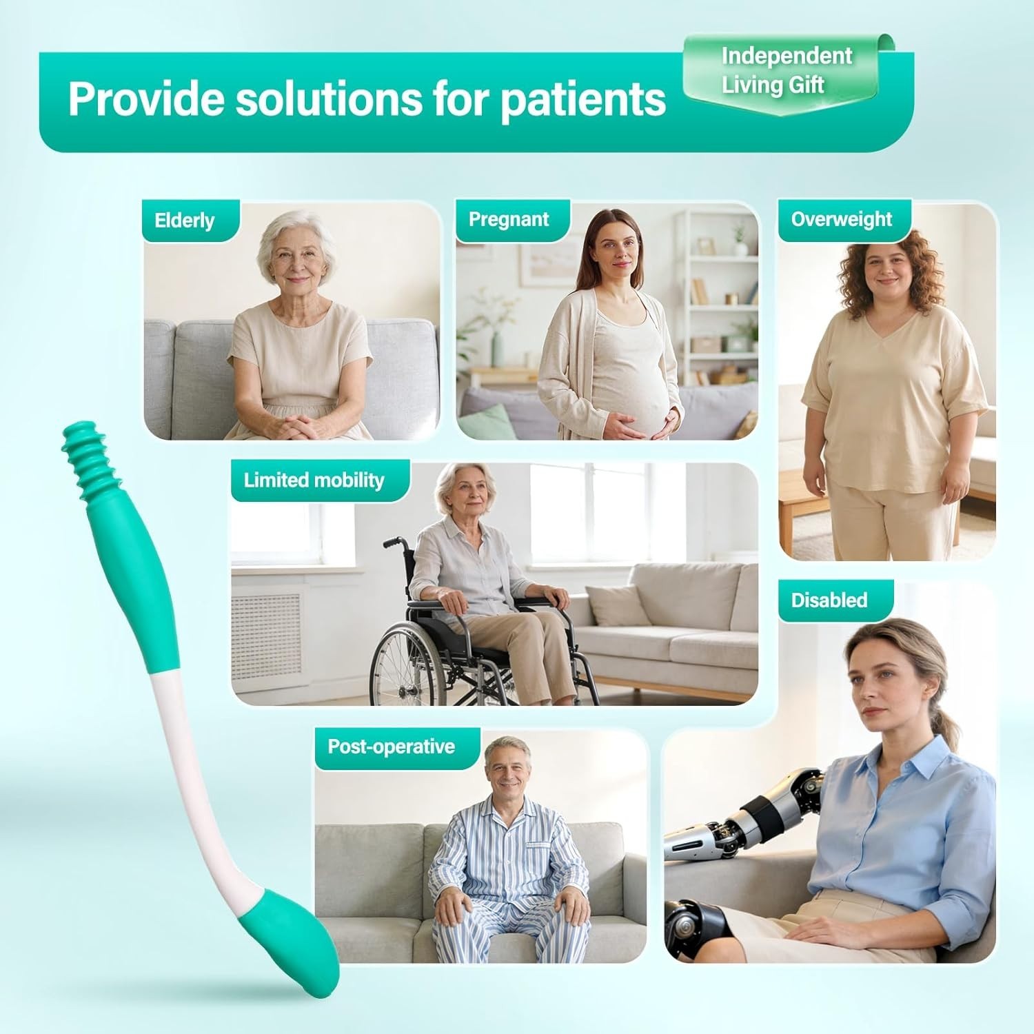 Ergonomic 15-Inch Long Wiping Aid – Perfect for Limited Mobility Users