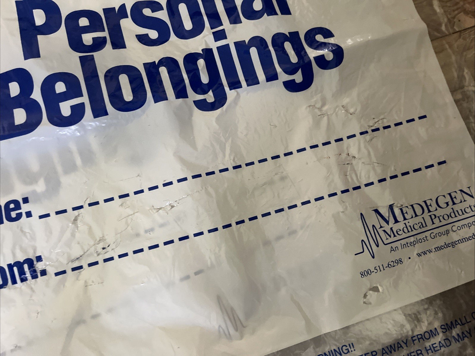 11 Personal Belongings Drawstring Plastic Clear Bags Approx 19.5″ x 19.5″ Used