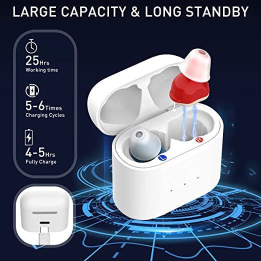 1 Pair Rechargeable Digital Amplifiers Noise Cancelling In-Ear Audio Headphone