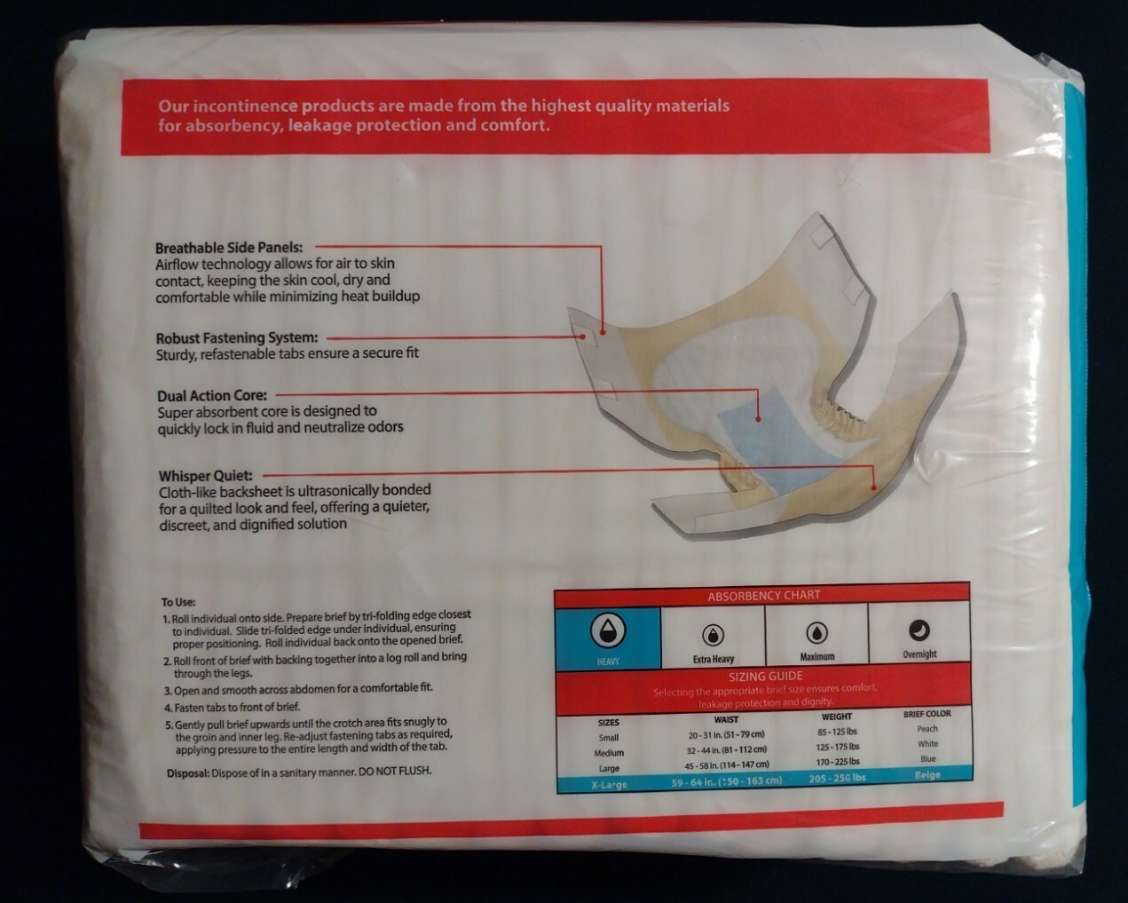 CardinalHealth Wings Plus Quilted Adult Briefs XL Heavy Absorbency 15 Ct 66035
