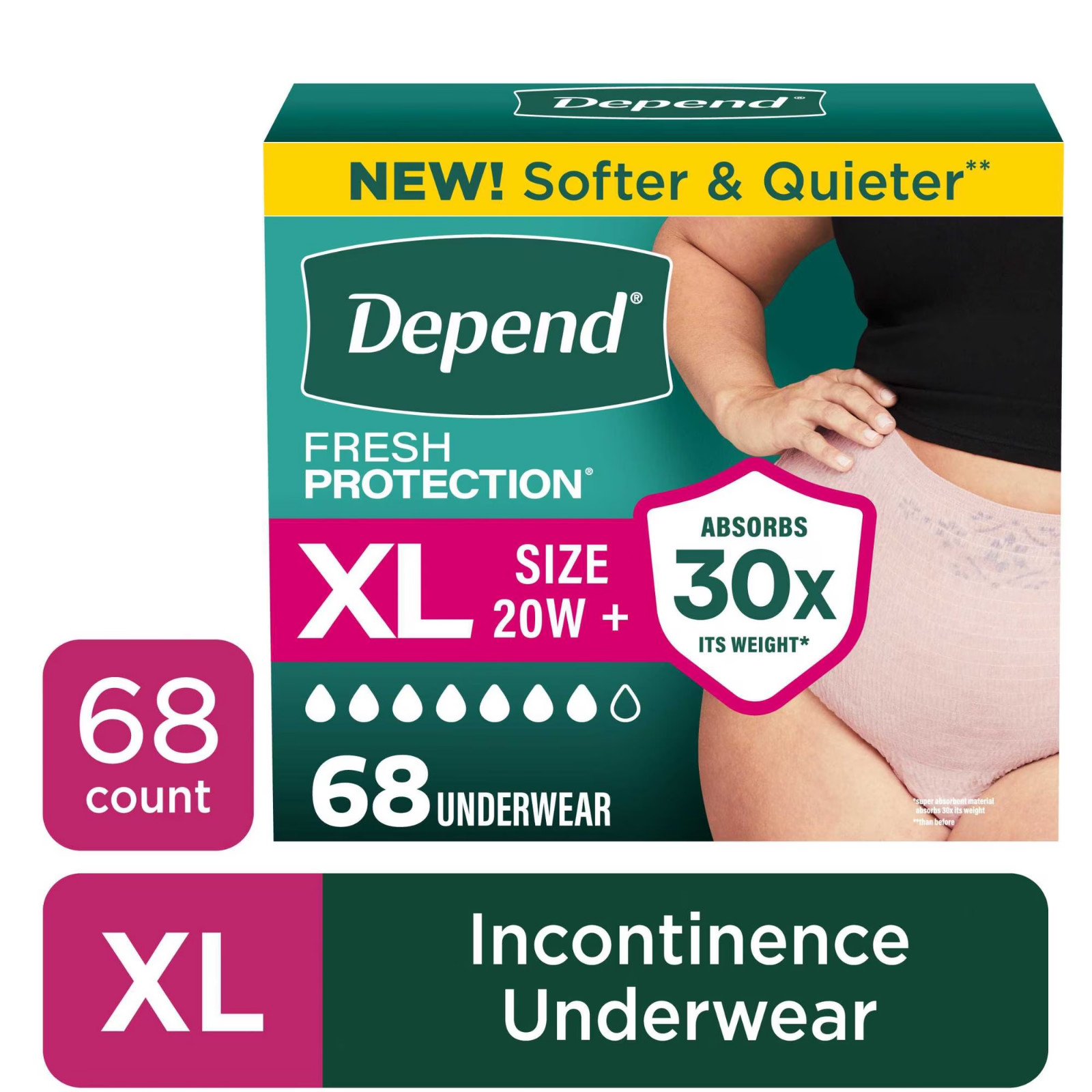 Depend Fresh Protection Women’s Underwear XL 68 Ct Adult Diapers