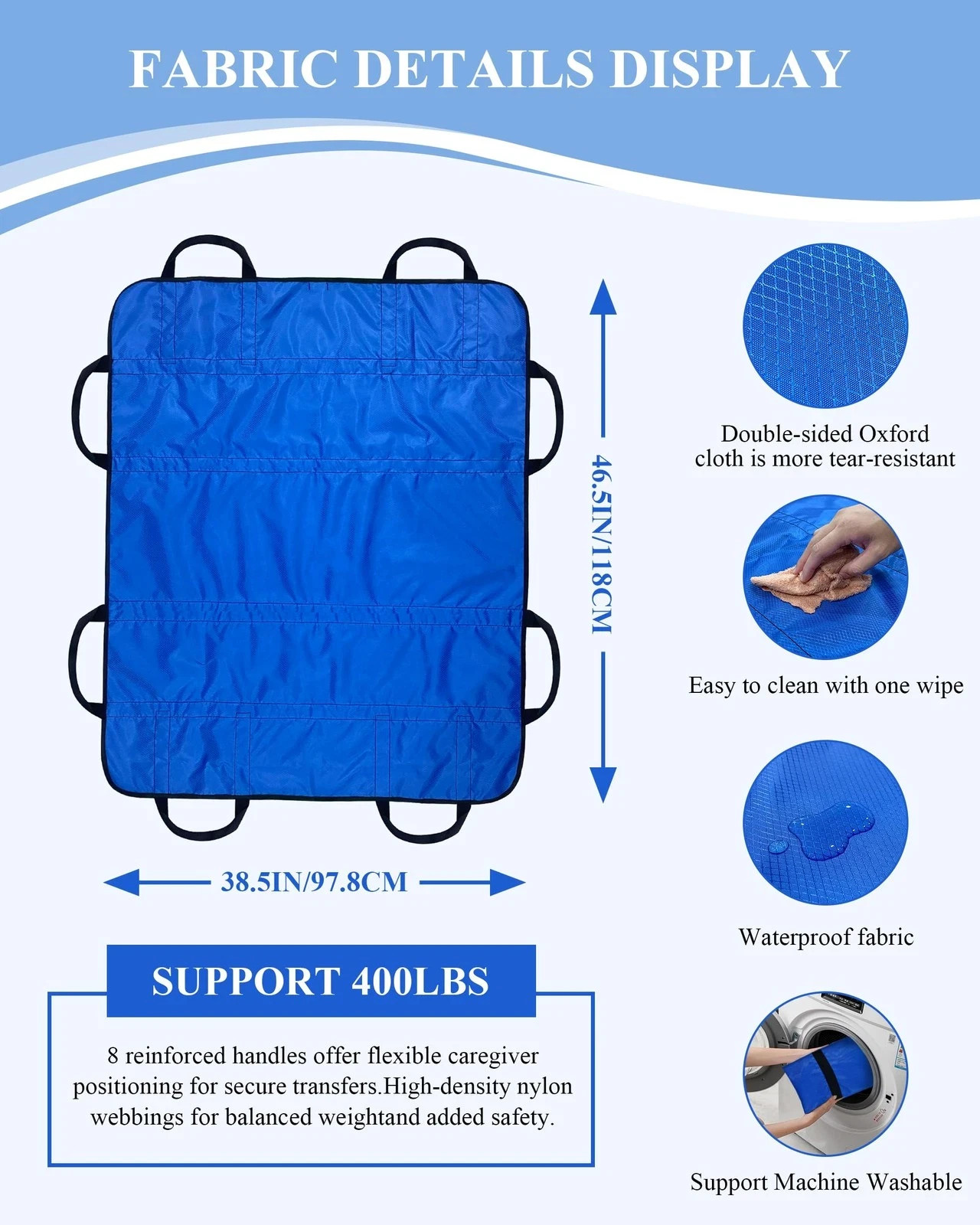 SPRING SEAON Patient Positioning Bed Pad with Handles – Transfer Slide Sheet…