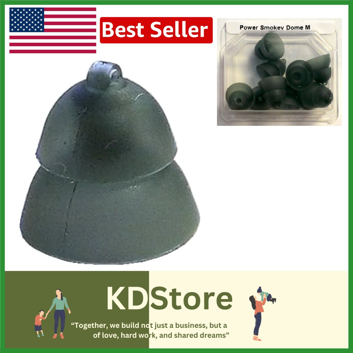 10-Pack Medium Power Hearing Aid Domes for Open-Fit, On-The-Ear Devices, Black