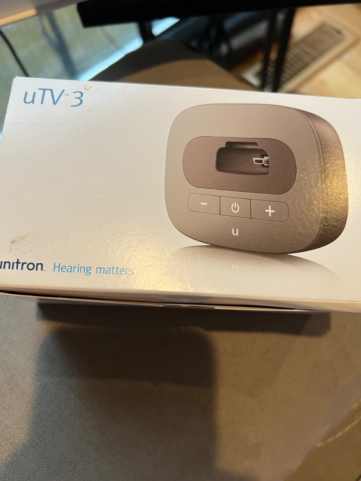 Unitron uTV3 Wireless TV Transmitter Connect Hearing Aids & Charging Dock Base