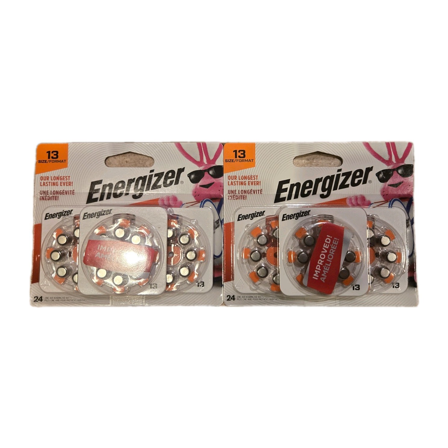 Energizer Hearing Aid Batteries Size 13 – Orange Tab – 24 Count- 2 Pack