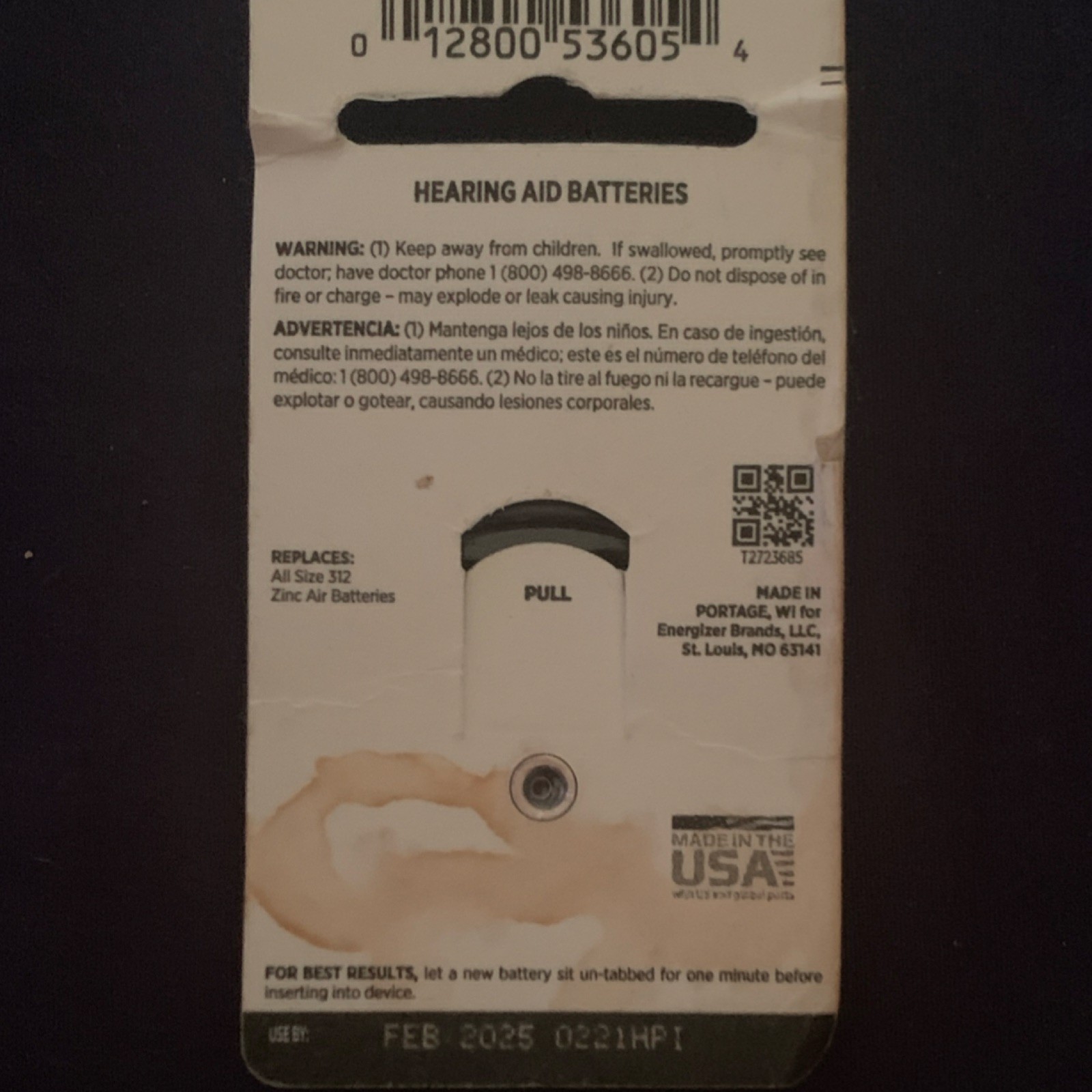 Rayovac Loud N’ Clear Size 312 (Brown) Zinc-Air Hearing Aid Batteries 8Pk