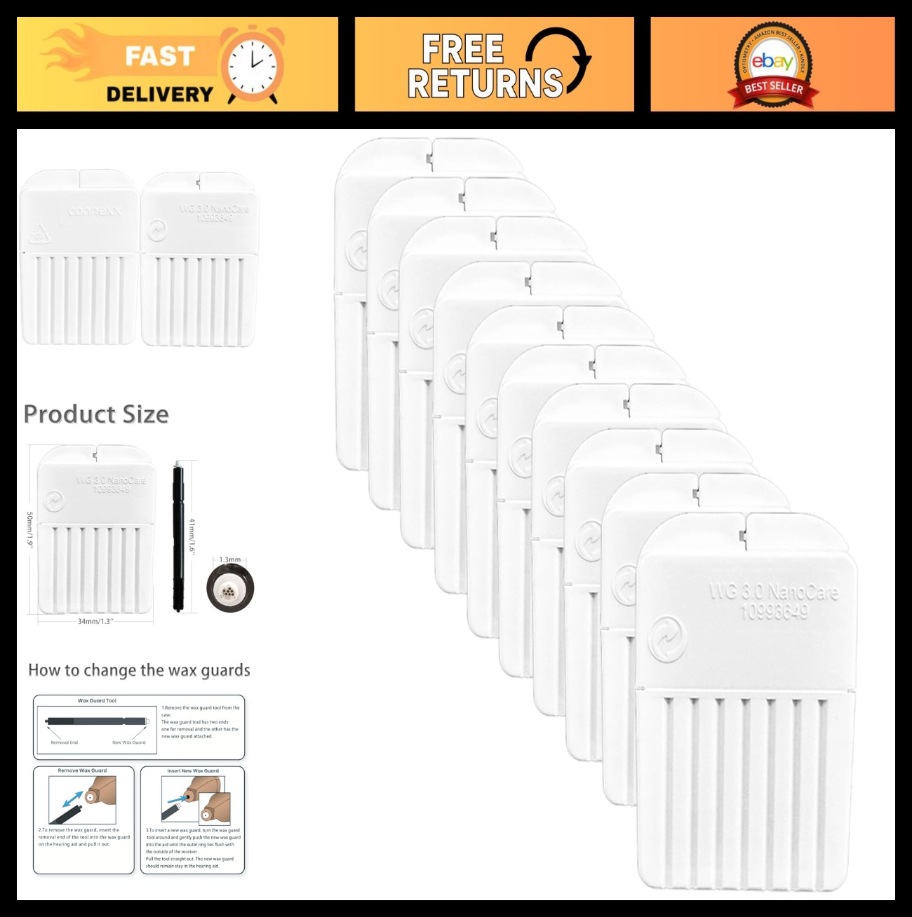 Hearing Aid Wax Guards Filters – 80 Pack for Signia, Siemens, Rexton, Connexx