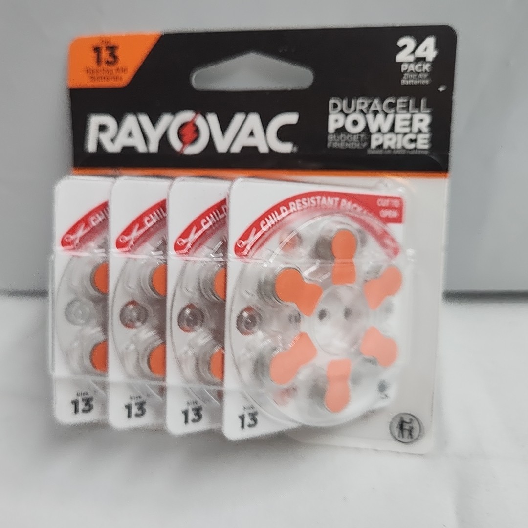 Rayovac Hearing Aid Battery Size 13 Orange 24pk: 1.45V, 72mAh – Exp 10/28 – NEW