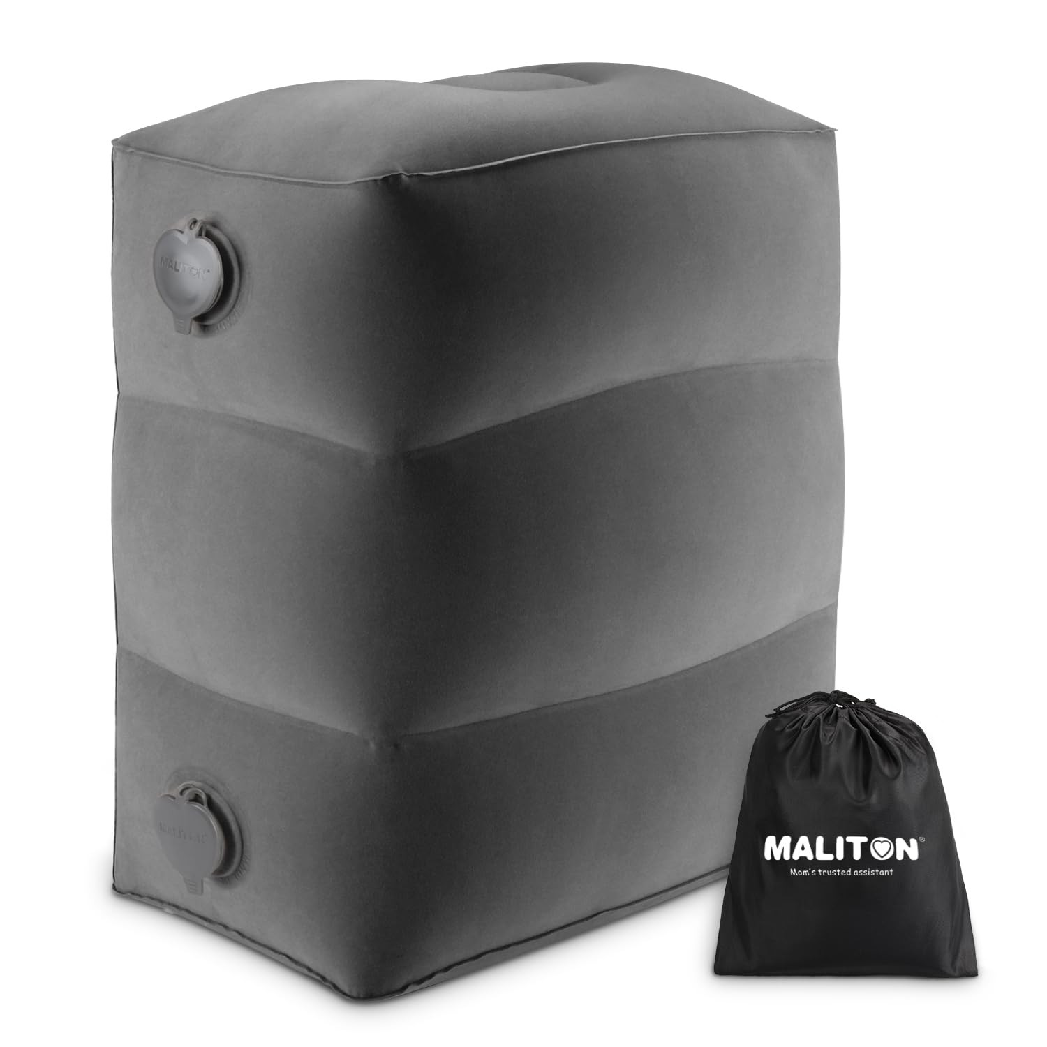 Maliton Inflatable Travel Foot Rest Pillow, Airplane Bed 1 Pack, Dark Grey