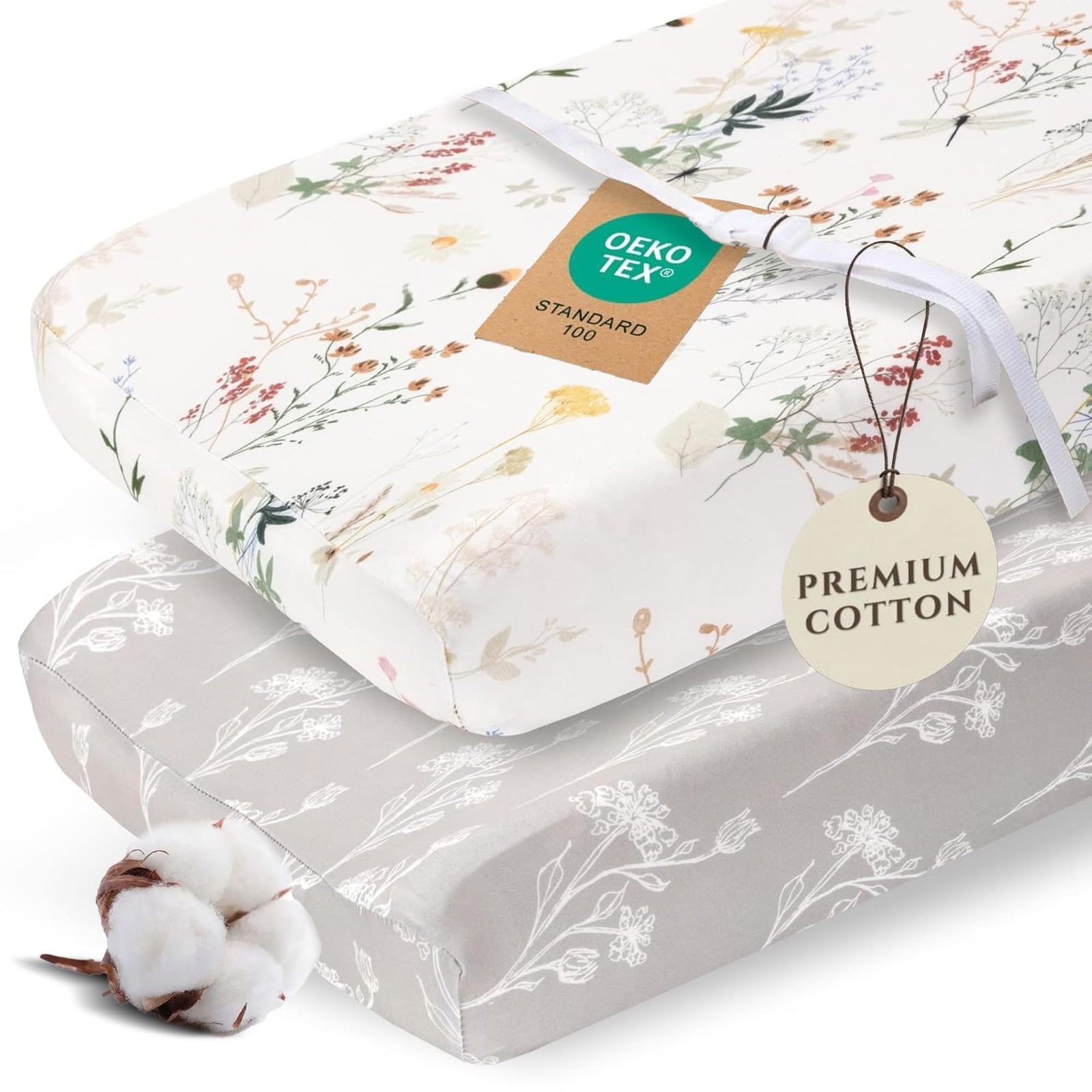 2 Pack Changing Pad Covers for Girls – Premium Cotton Blend Baby Diaper Chang…