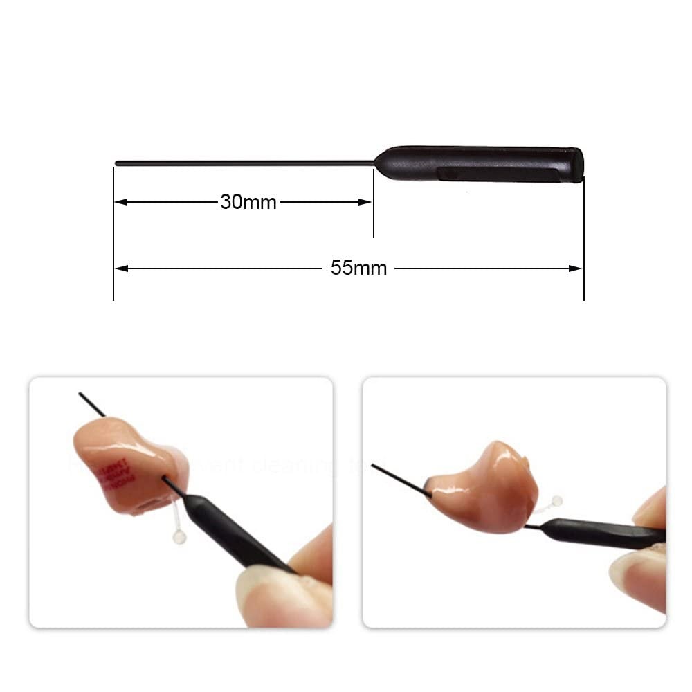 Hearing Aid Vent Cleaning Tool Earpiece Earmold 2.17 Inch (Pack of 3), Black