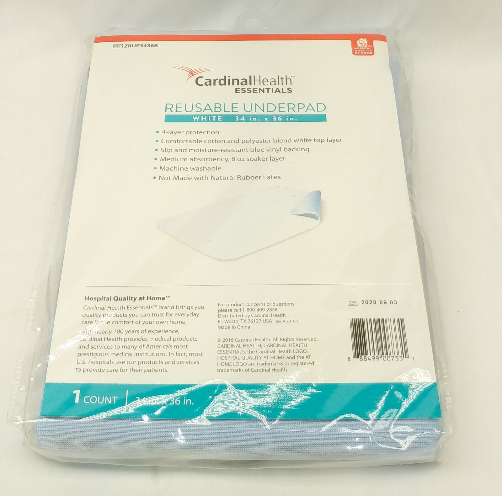 Cardinal Health Essentials Reusable Underpad, 34” x 36” New lot Of 2