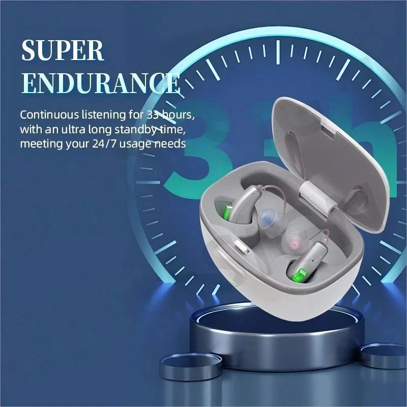 MD Hearing BTE Rechargeable Hearing Device RIC 4 Programs High Definition Sound