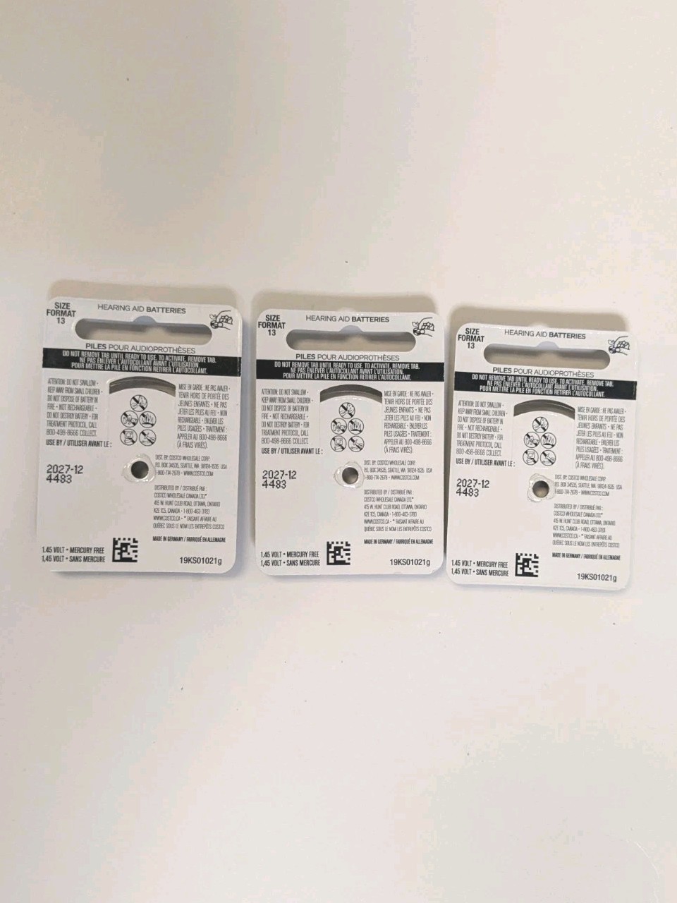 Kirkland Signature Hearing Aid Batteries Sz 13, 3 Packs, 24 Total EXP 12/27 NEW