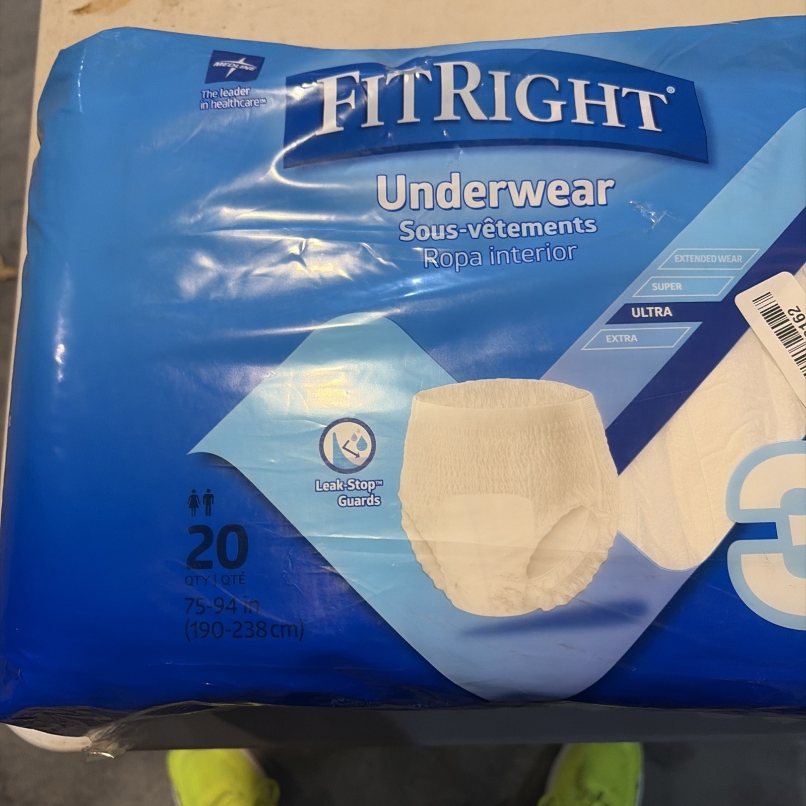 Fitright Heavy Absorbency Protective Underwear, Size 3XL, 75″-94″, Bag of 20