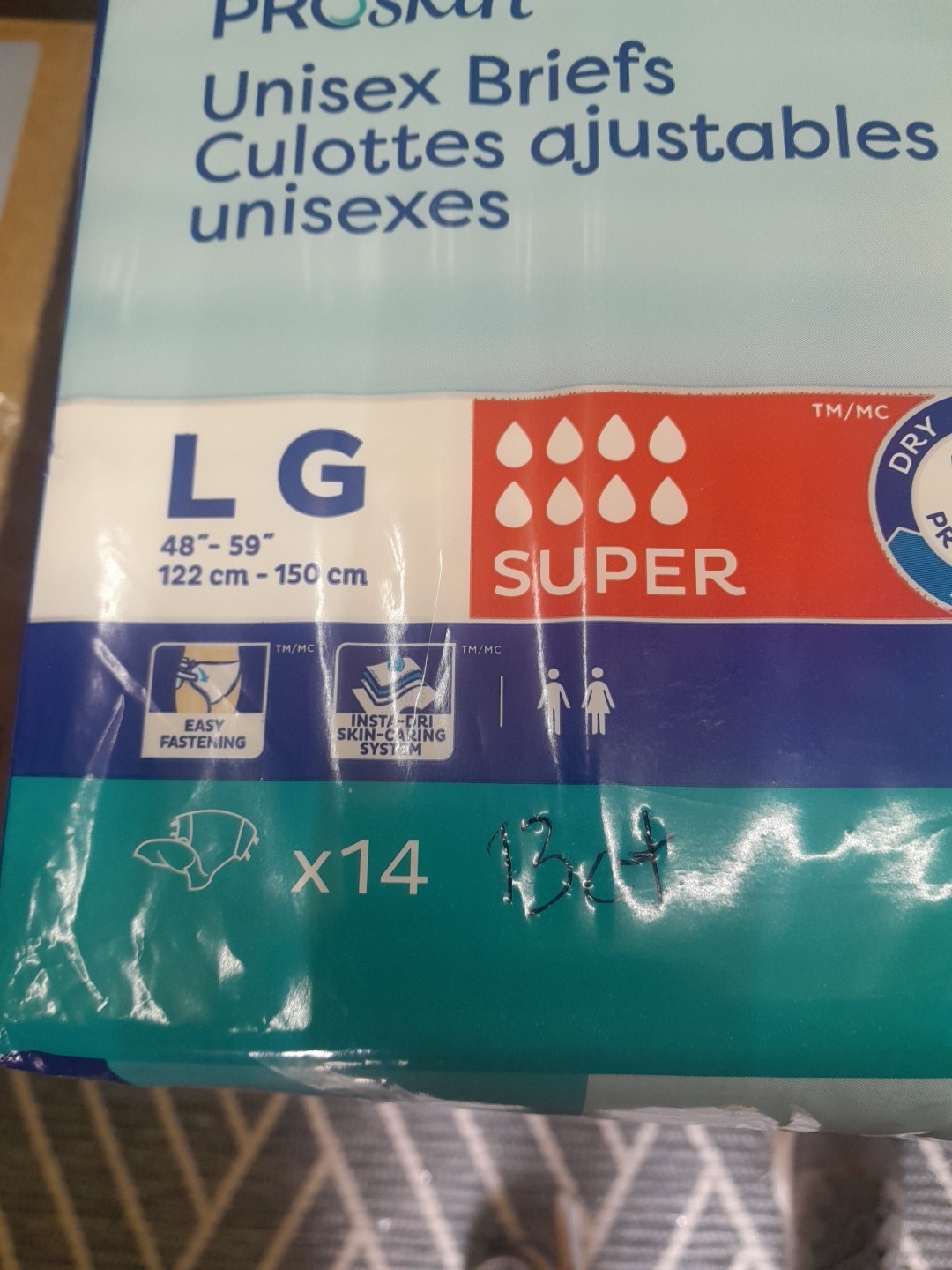 Tena Proskin Unisex Briefs 13 Count Super Absorbency Size Large