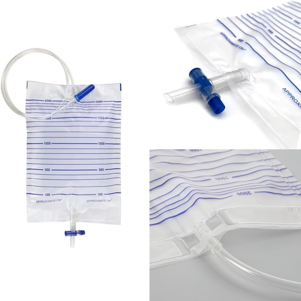 2000Ml Catheter Bags for Men and Women 5 Pack Professional Urinary Drainage Bags