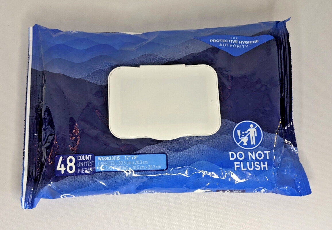 Prevail Adult Hygienic Disposable Washcloths 48ct 12″ x 8″ Softpack