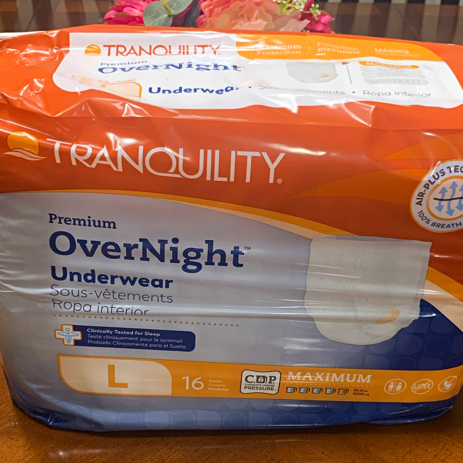 Tranquility OverNight Incontinence Pants L 16ct Max Overnight 1005ml Latex Free