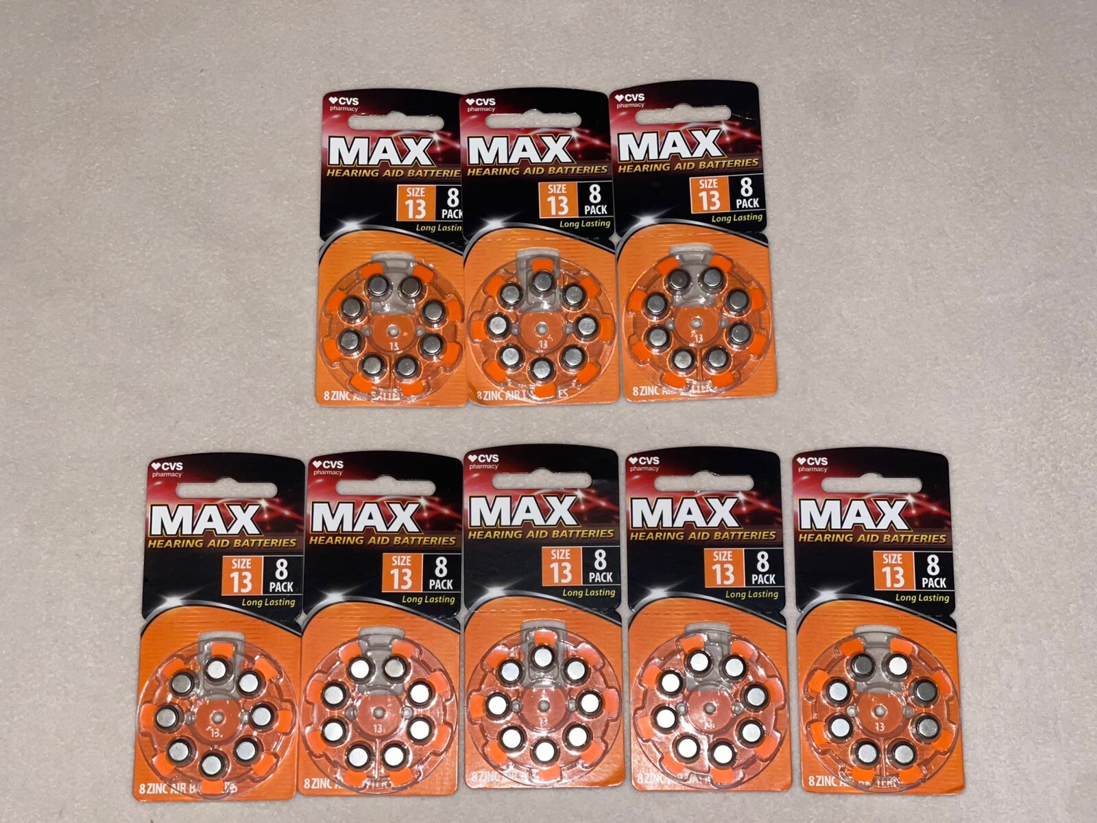 CVS MAX Hearing Aid Batteries 64 pack Size 13 Exp 02/2027 and 01/2028 New Sealed